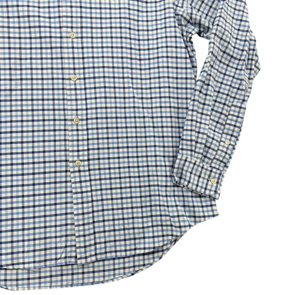 Polo Ralph Lauren Mens Blue Gingham Check Cotton Button Down Shirt Large L